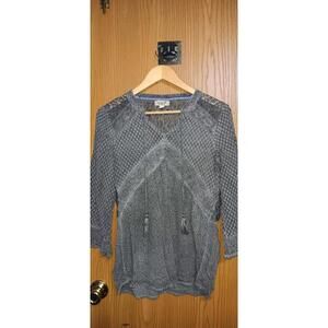 one world tunic Top Womens Size Small Quarter Sleeve Lace Back Whimsy Goth Dark